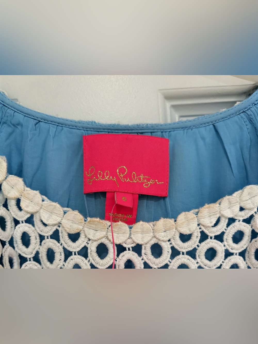 Lilly Pulitzer Light Blue Lagoon Linen Puff-Sleeve Dress With Pockets NWT SALE! - Picture 7 of 7